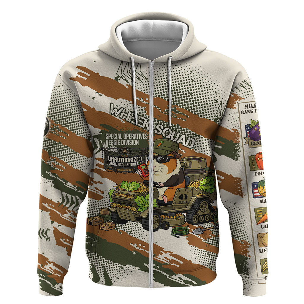 Wheek Squad Guinea Pig Zip Hoodie Funny Military Tactical Camo Veggie Division Schematic