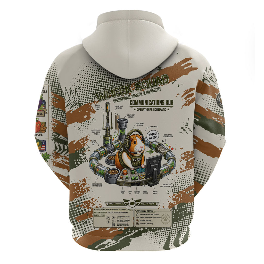 Wheek Squad Guinea Pig Zip Hoodie Funny Military Tactical Camo Veggie Division Schematic