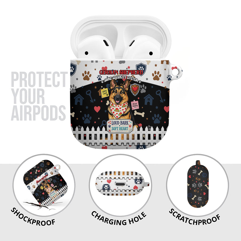 German Shepherd Home Security With A Heart AirPods Case Officer Loyal Guard Dog Best Friend Mascot