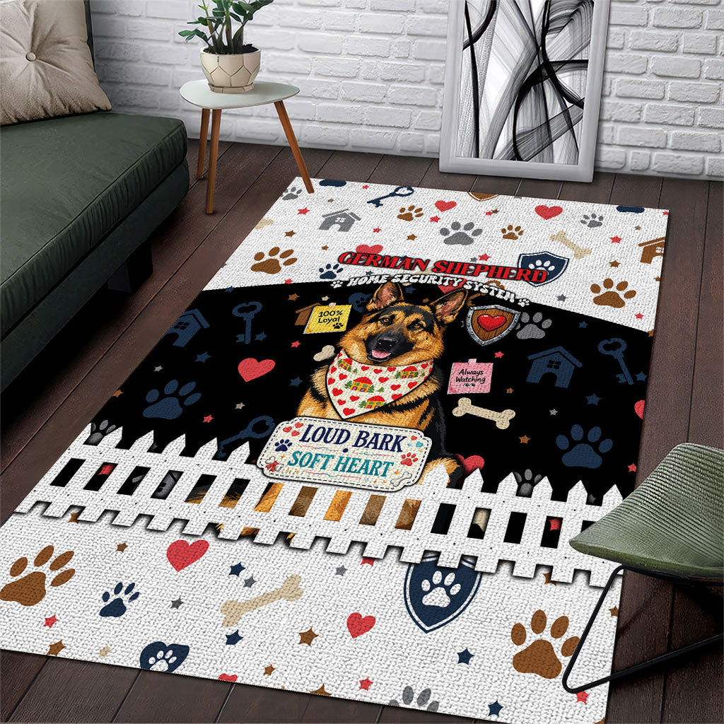 German Shepherd Home Security With A Heart Area Rug Officer Loyal Guard Dog Best Friend Mascot