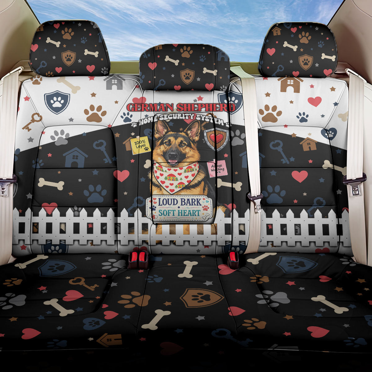 German Shepherd Home Security With A Heart Back Car Seat Cover Officer Loyal Guard Dog Best Friend Mascot