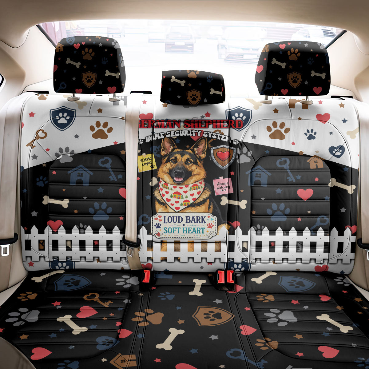 German Shepherd Home Security With A Heart Back Car Seat Cover Officer Loyal Guard Dog Best Friend Mascot