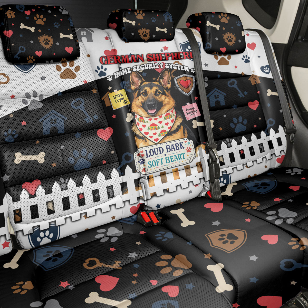German Shepherd Home Security With A Heart Back Car Seat Cover Officer Loyal Guard Dog Best Friend Mascot