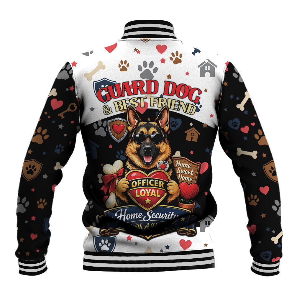 German Shepherd Home Security With A Heart Baseball Jacket Officer Loyal Guard Dog Best Friend Mascot