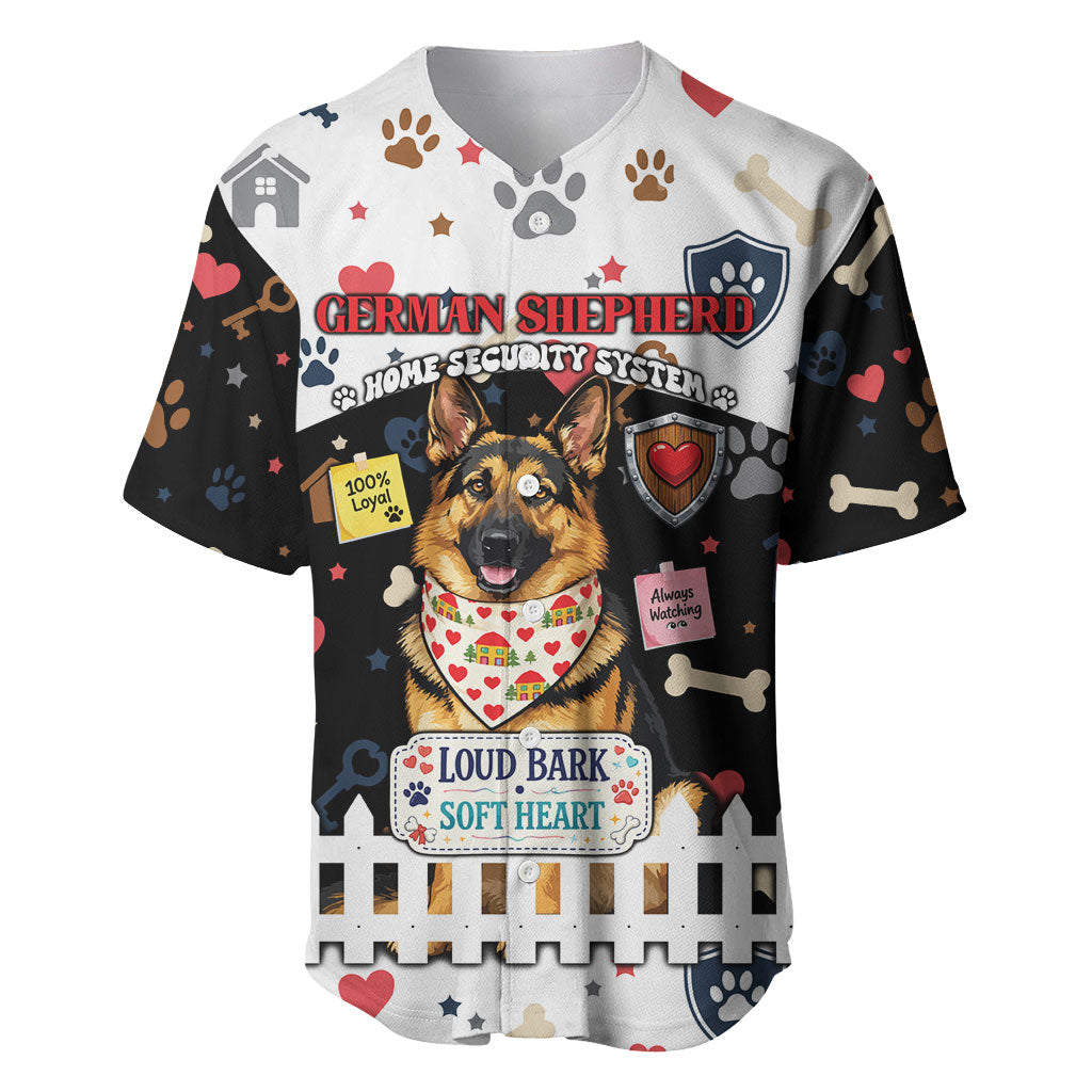German Shepherd Home Security With A Heart Baseball Jersey Officer Loyal Guard Dog Best Friend Mascot