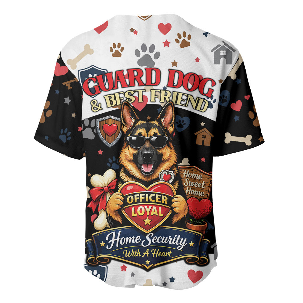 German Shepherd Home Security With A Heart Baseball Jersey Officer Loyal Guard Dog Best Friend Mascot