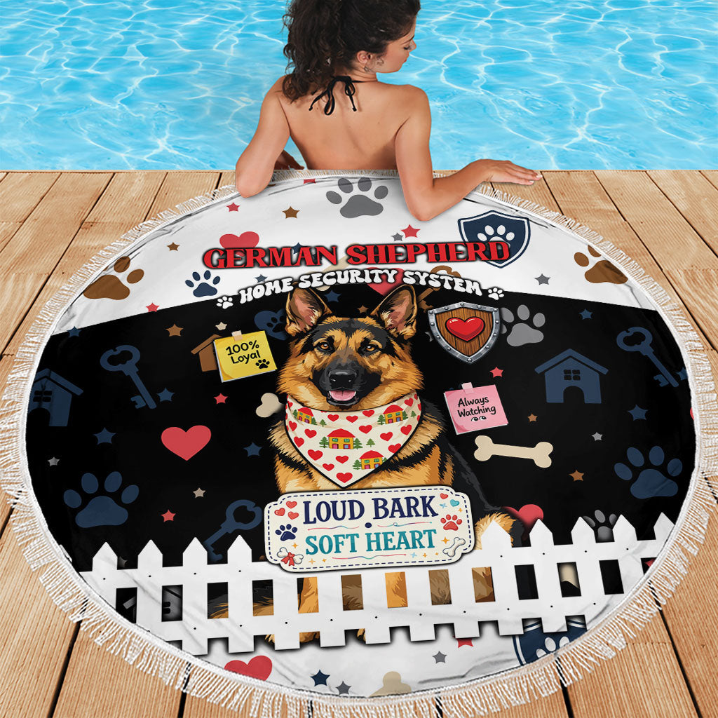 German Shepherd Home Security With A Heart Beach Blanket Officer Loyal Guard Dog Best Friend Mascot