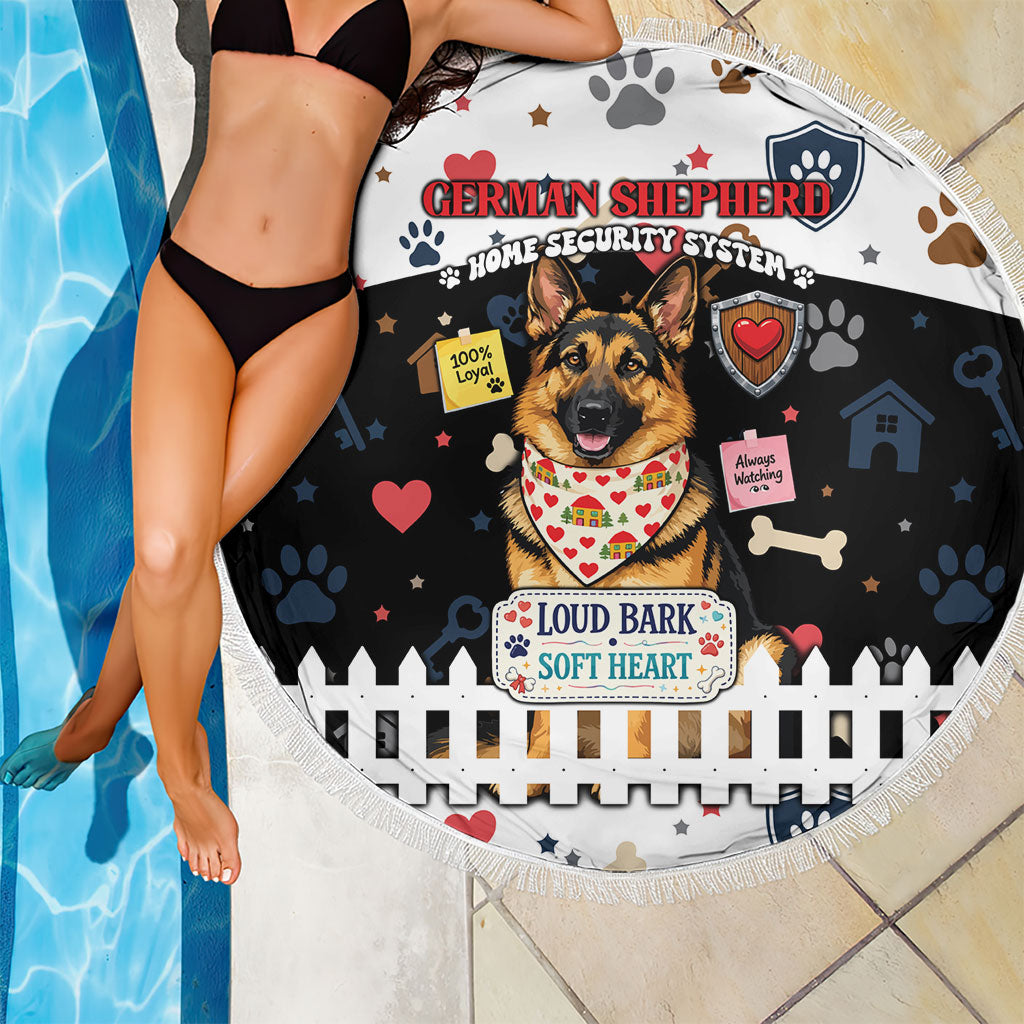 German Shepherd Home Security With A Heart Beach Blanket Officer Loyal Guard Dog Best Friend Mascot