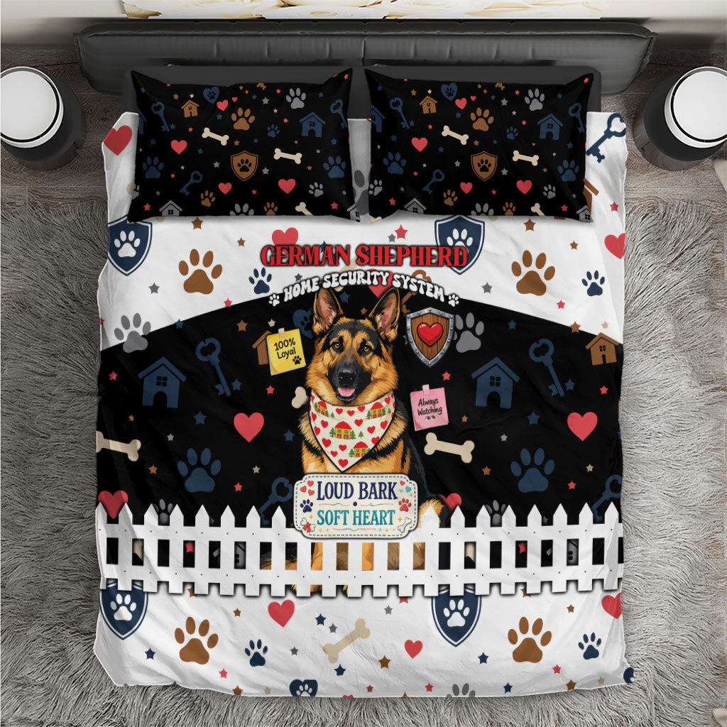 German Shepherd Home Security With A Heart Bedding Set Officer Loyal Guard Dog Best Friend Mascot