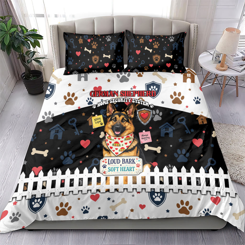 German Shepherd Home Security With A Heart Bedding Set Officer Loyal Guard Dog Best Friend Mascot