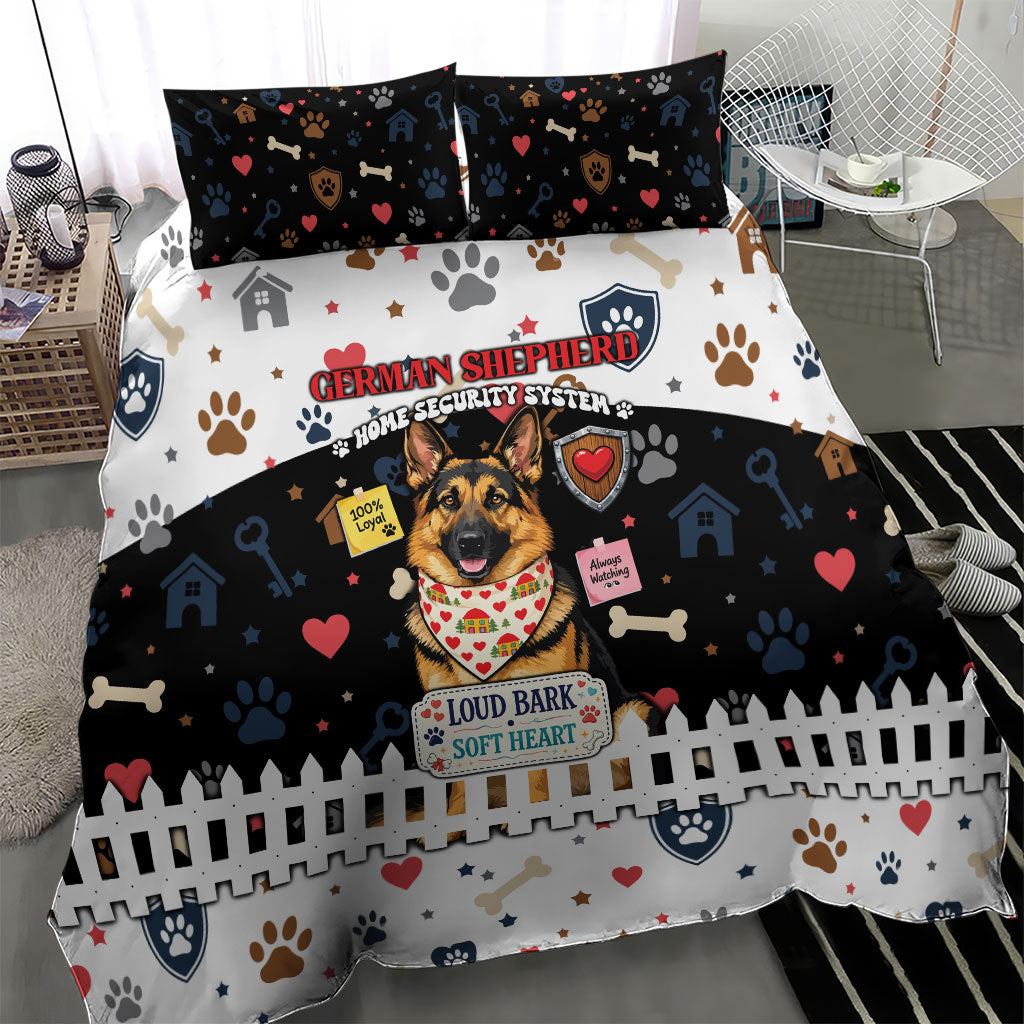 German Shepherd Home Security With A Heart Bedding Set Officer Loyal Guard Dog Best Friend Mascot