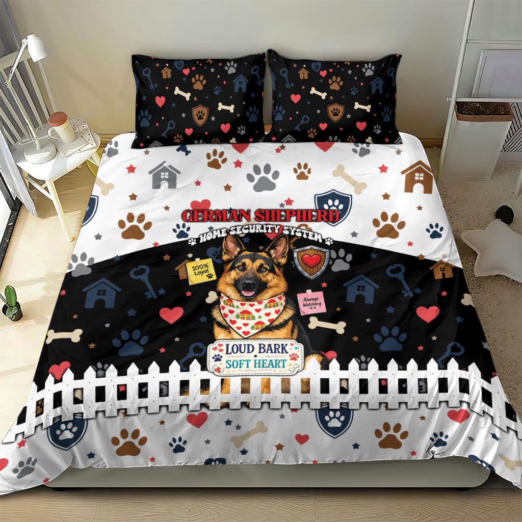 German Shepherd Home Security With A Heart Bedding Set Officer Loyal Guard Dog Best Friend Mascot