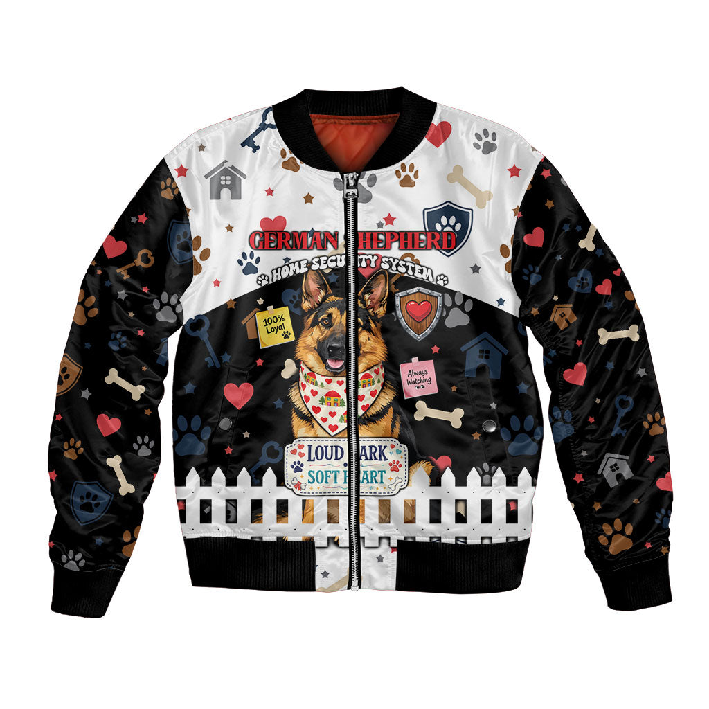 German Shepherd Home Security With A Heart Bomber Jacket Officer Loyal Guard Dog Best Friend Mascot
