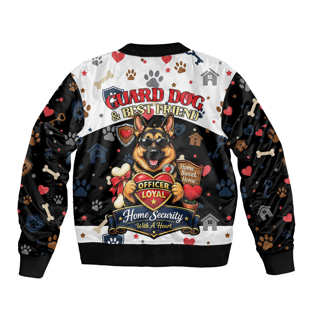 German Shepherd Home Security With A Heart Bomber Jacket Officer Loyal Guard Dog Best Friend Mascot