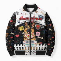 German Shepherd Home Security With A Heart Bomber Puffer Jacket Officer Loyal Guard Dog Best Friend Mascot