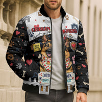 German Shepherd Home Security With A Heart Bomber Puffer Jacket Officer Loyal Guard Dog Best Friend Mascot