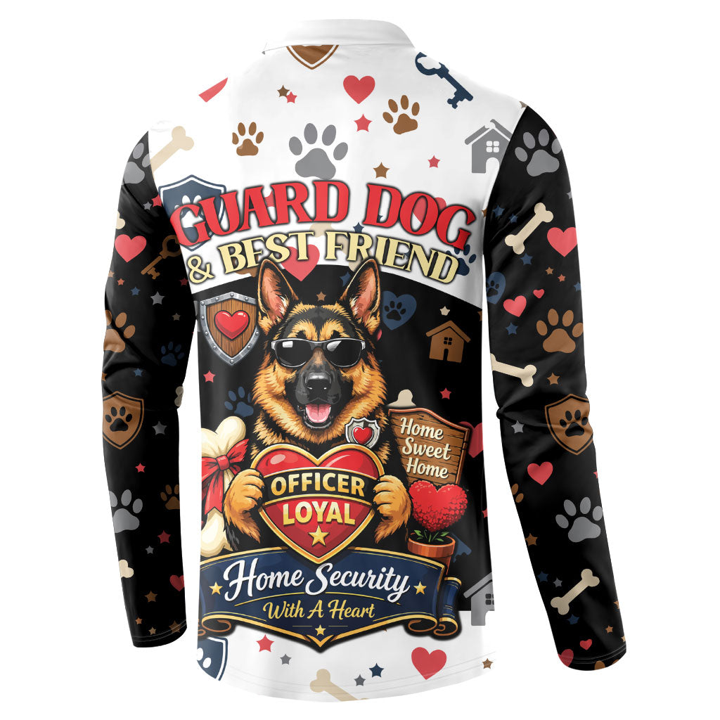 German Shepherd Home Security With A Heart Button Sweatshirt Officer Loyal Guard Dog Best Friend Mascot