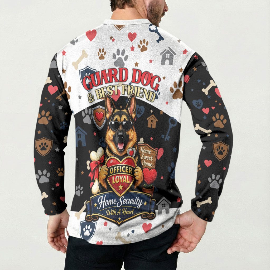 German Shepherd Home Security With A Heart Button Sweatshirt Officer Loyal Guard Dog Best Friend Mascot