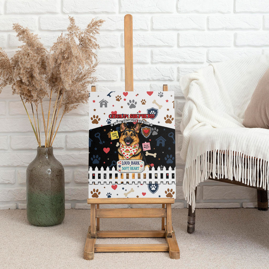 German Shepherd Home Security With A Heart Canvas Wall Art Officer Loyal Guard Dog Best Friend Mascot