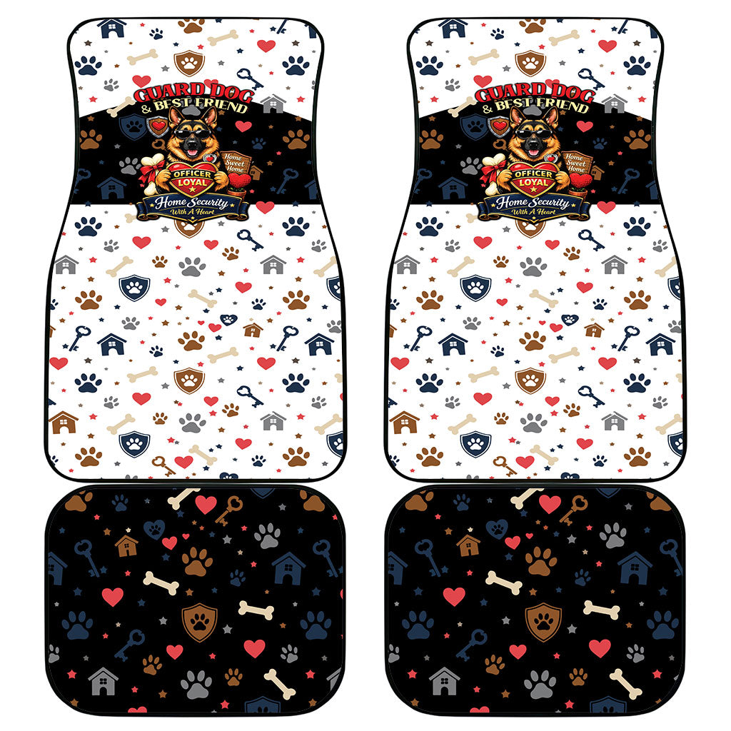 German Shepherd Home Security With A Heart Car Mats Officer Loyal Guard Dog Best Friend Mascot