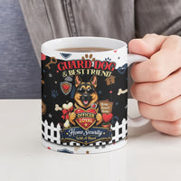 German Shepherd Home Security With A Heart Ceramic Mug Officer Loyal Guard Dog Best Friend Mascot