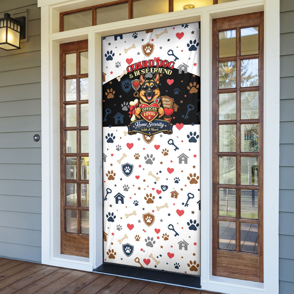 German Shepherd Home Security With A Heart Door Cover Officer Loyal Guard Dog Best Friend Mascot
