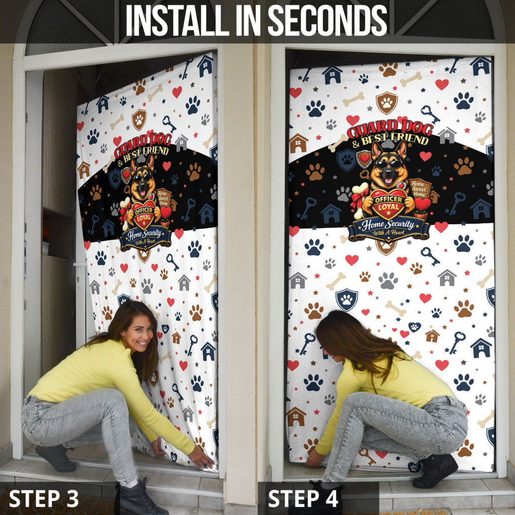 German Shepherd Home Security With A Heart Door Cover Officer Loyal Guard Dog Best Friend Mascot
