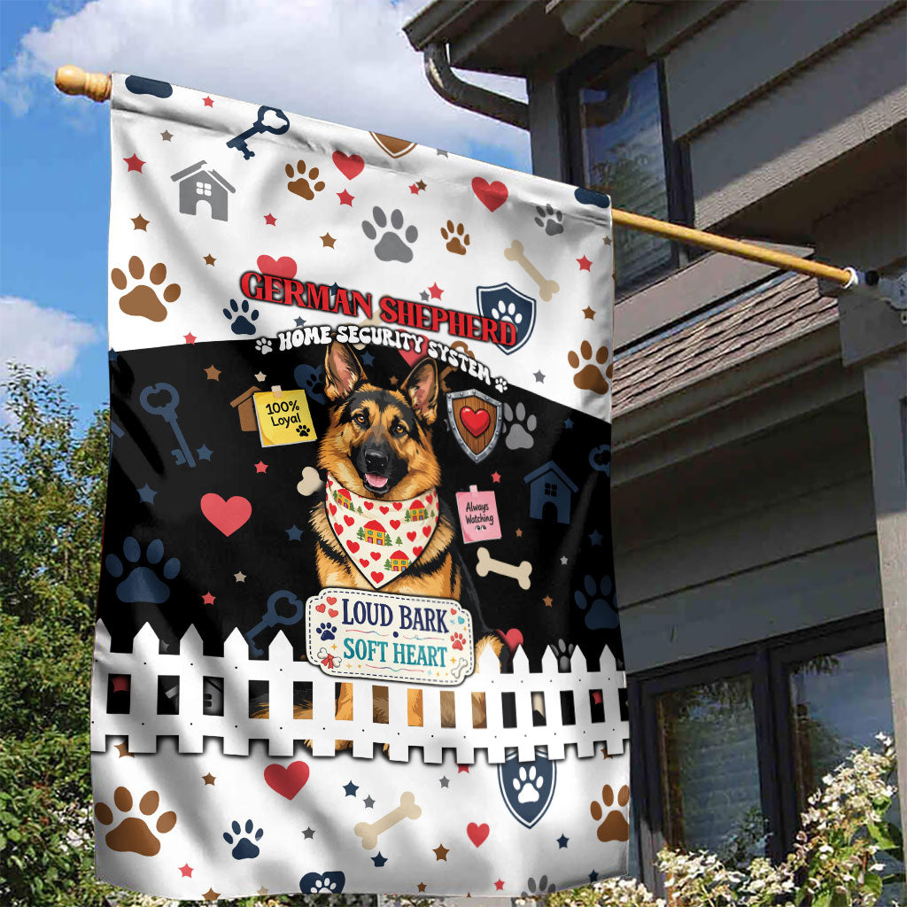 German Shepherd Home Security With A Heart Garden Flag Officer Loyal Guard Dog Best Friend Mascot