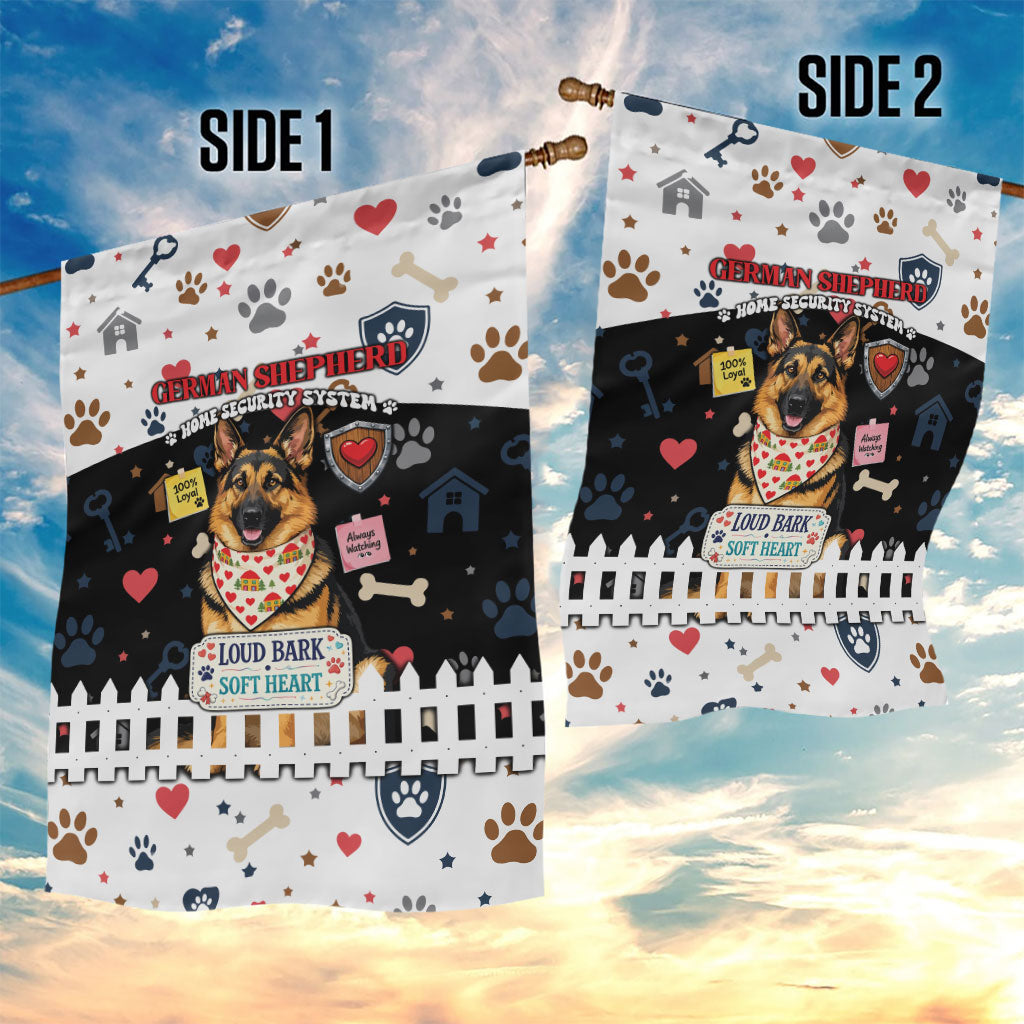 German Shepherd Home Security With A Heart Garden Flag Officer Loyal Guard Dog Best Friend Mascot