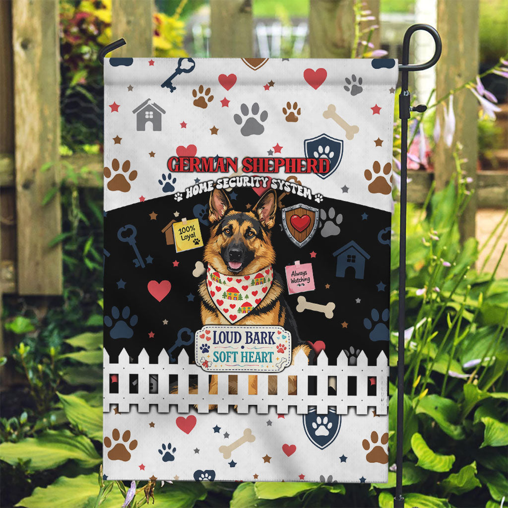 German Shepherd Home Security With A Heart Garden Flag Officer Loyal Guard Dog Best Friend Mascot