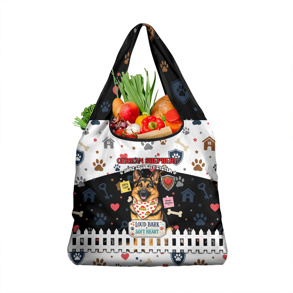 German Shepherd Home Security With A Heart Grocery Bag Officer Loyal Guard Dog Best Friend Mascot