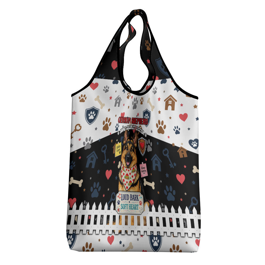 German Shepherd Home Security With A Heart Grocery Bag Officer Loyal Guard Dog Best Friend Mascot