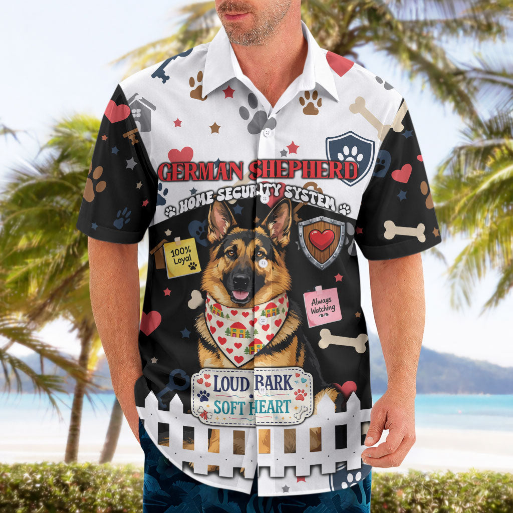 German Shepherd Home Security With A Heart Hawaiian Shirt Officer Loyal Guard Dog Best Friend Mascot