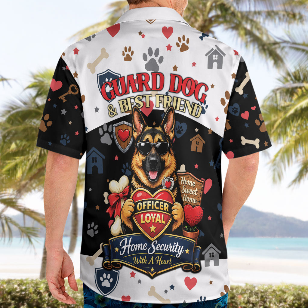 German Shepherd Home Security With A Heart Hawaiian Shirt Officer Loyal Guard Dog Best Friend Mascot