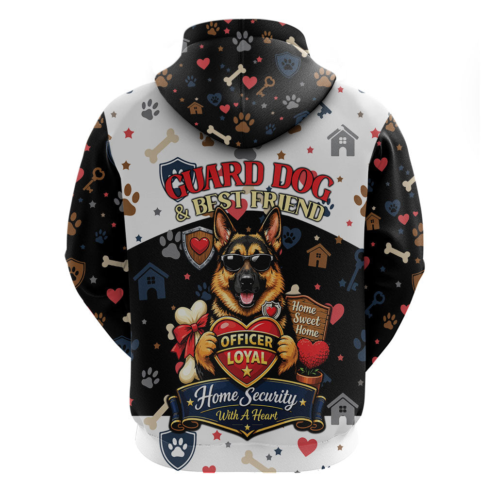German Shepherd Home Security With A Heart Hoodie Officer Loyal Guard Dog Best Friend Mascot