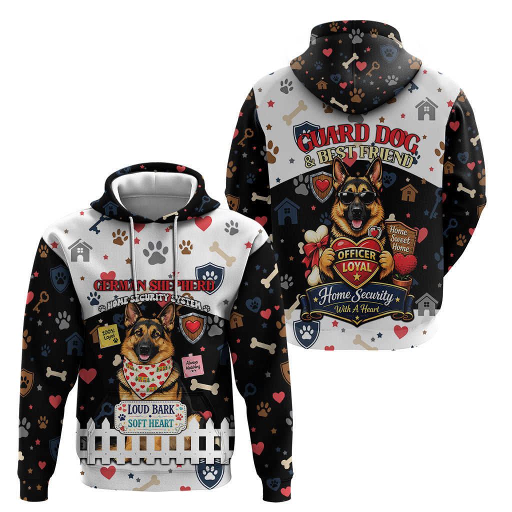 German Shepherd Home Security With A Heart Hoodie Officer Loyal Guard Dog Best Friend Mascot