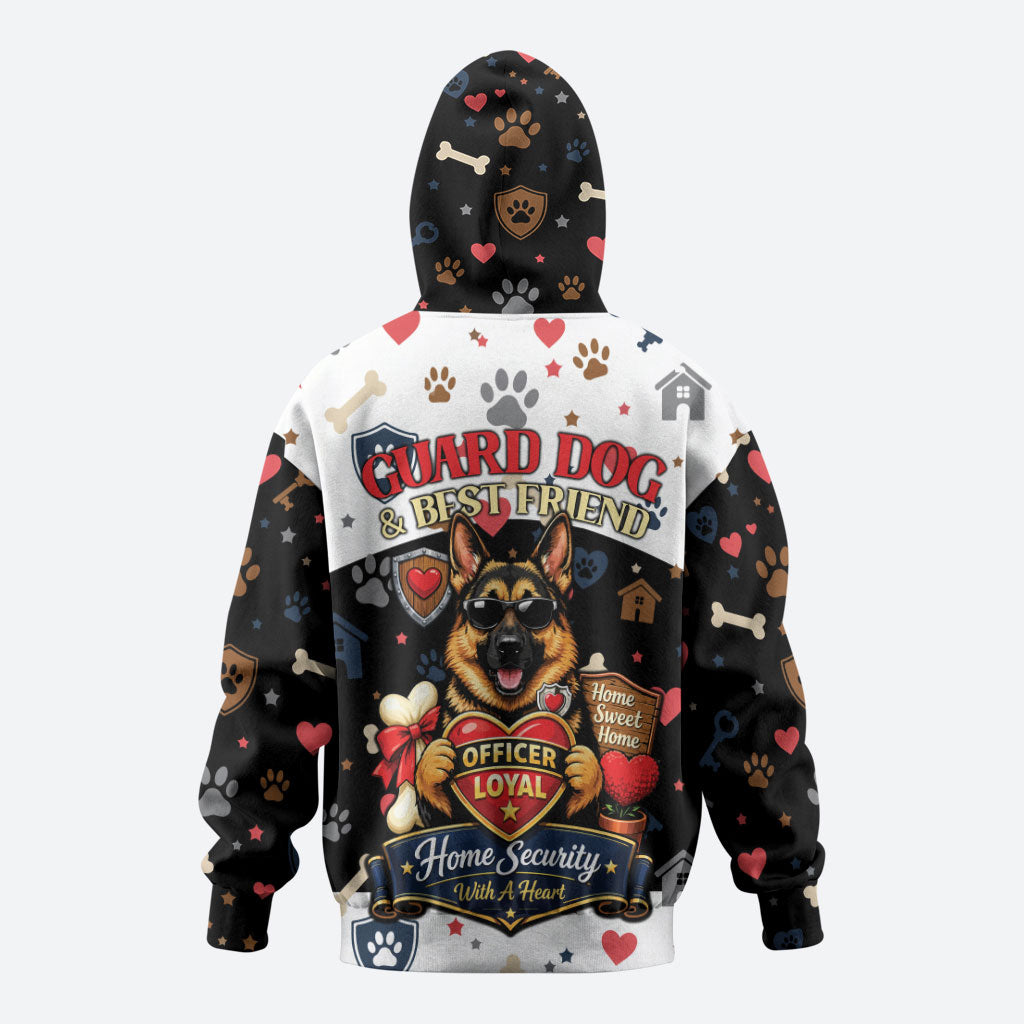 German Shepherd Home Security With A Heart Hoodie Officer Loyal Guard Dog Best Friend Mascot