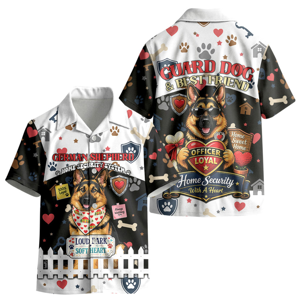German Shepherd Home Security With A Heart Kid Hawaiian Shirt Officer Loyal Guard Dog Best Friend Mascot