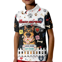 German Shepherd Home Security With A Heart Kid Polo Shirt Officer Loyal Guard Dog Best Friend Mascot
