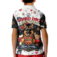 German Shepherd Home Security With A Heart Kid Polo Shirt Officer Loyal Guard Dog Best Friend Mascot