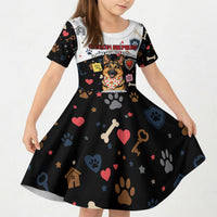German Shepherd Home Security With A Heart Kid Short Sleeve Dress Officer Loyal Guard Dog Best Friend Mascot