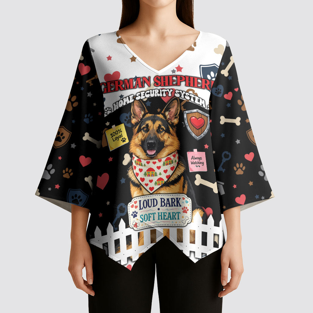 German Shepherd Home Security With A Heart Kimono Sleeve Blouse Officer Loyal Guard Dog Best Friend Mascot