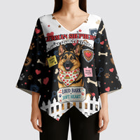 German Shepherd Home Security With A Heart Kimono Sleeve Blouse Officer Loyal Guard Dog Best Friend Mascot