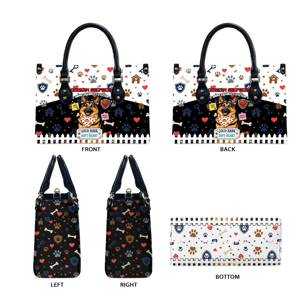 German Shepherd Home Security With A Heart Leather Bag Officer Loyal Guard Dog Best Friend Mascot