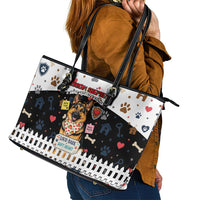 German Shepherd Home Security With A Heart Leather Tote Bag Officer Loyal Guard Dog Best Friend Mascot