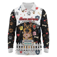 German Shepherd Home Security With A Heart Long Sleeve Polo Shirt Officer Loyal Guard Dog Best Friend Mascot