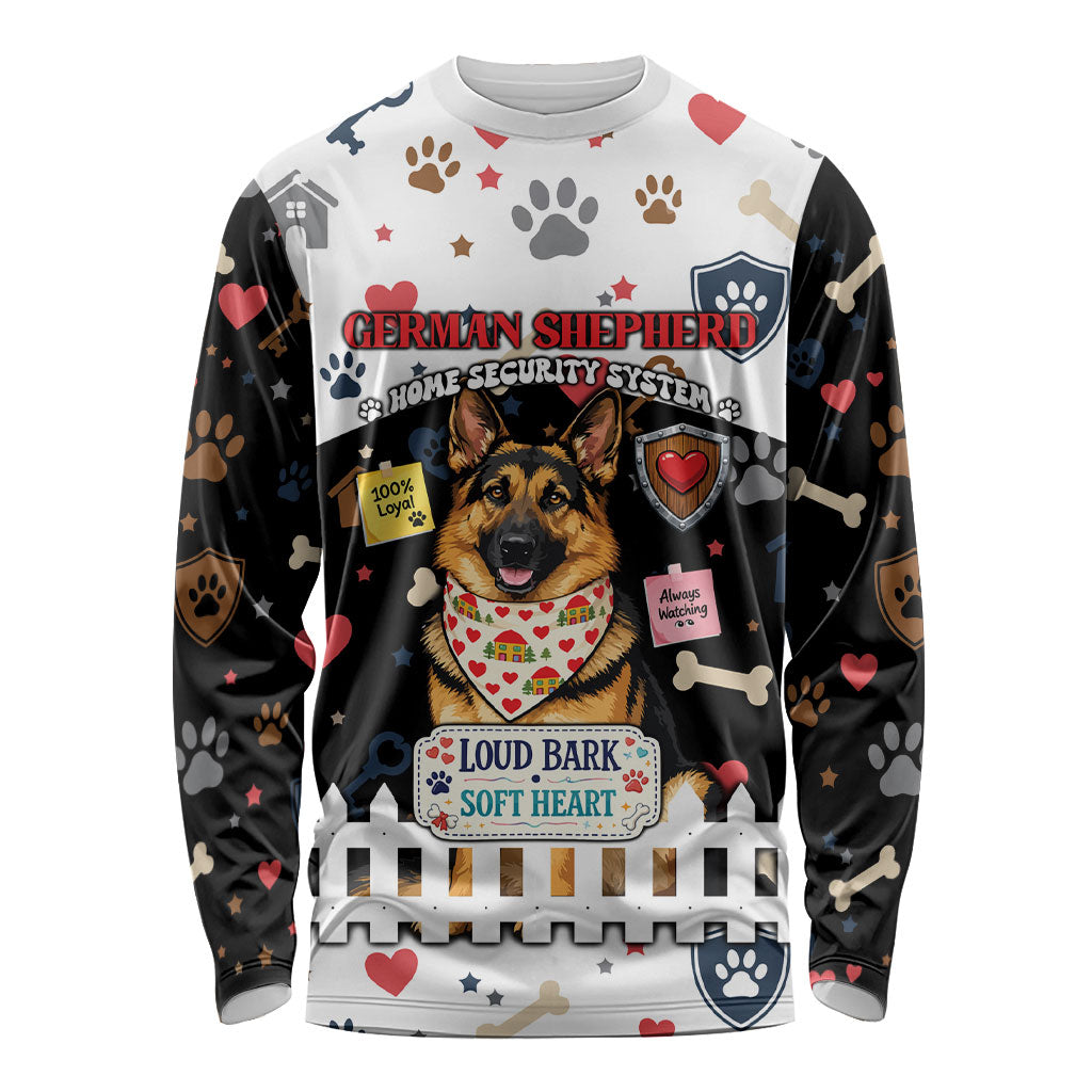 German Shepherd Home Security With A Heart Long Sleeve Shirt Officer Loyal Guard Dog Best Friend Mascot