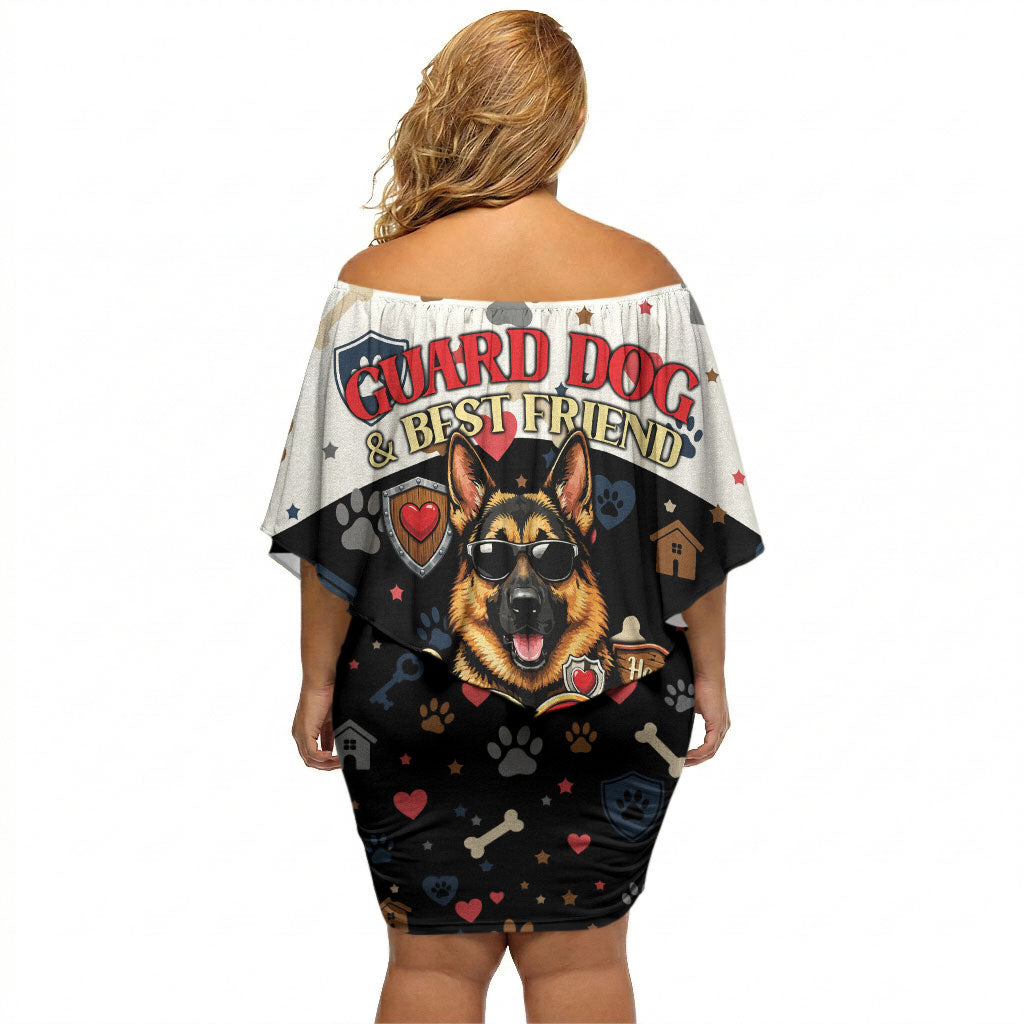 German Shepherd Home Security With A Heart Off Shoulder Short Dress Officer Loyal Guard Dog Best Friend Mascot