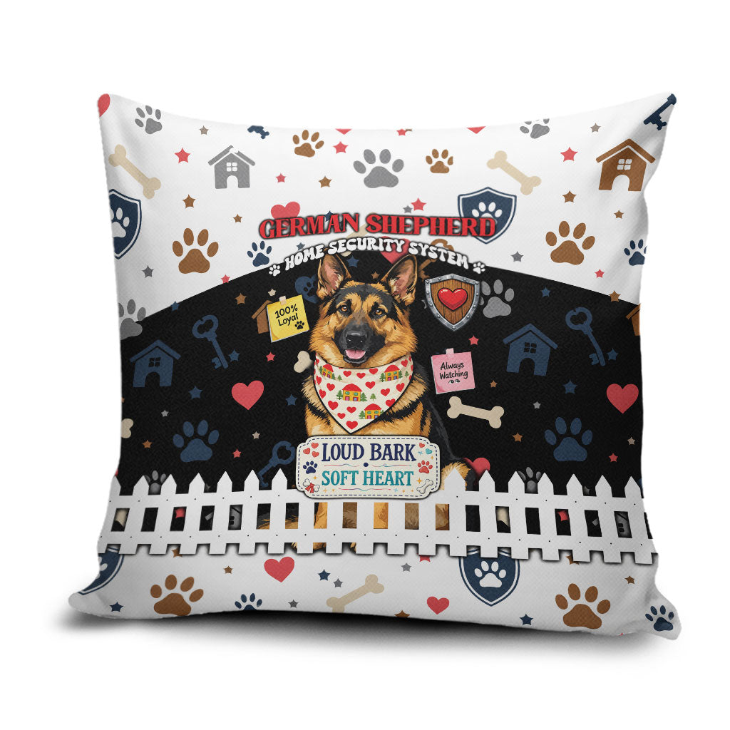 German Shepherd Home Security With A Heart Pillow Cover Officer Loyal Guard Dog Best Friend Mascot