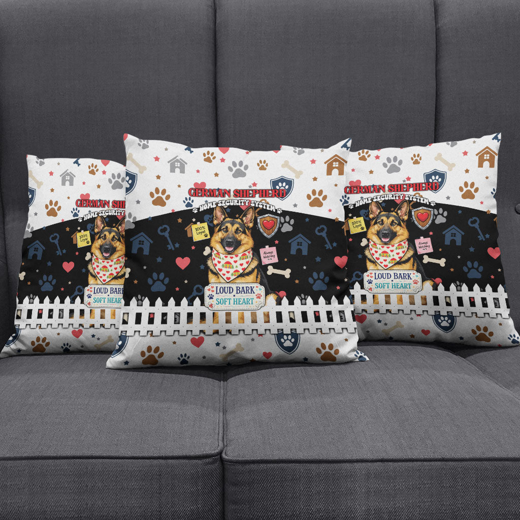 German Shepherd Home Security With A Heart Pillow Cover Officer Loyal Guard Dog Best Friend Mascot